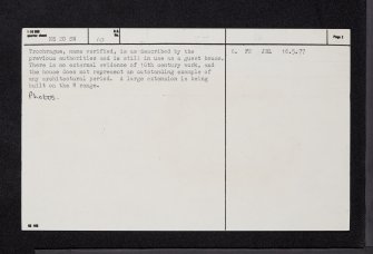 Trochrague, NS20SW 10, Ordnance Survey index card, page number 2, Verso