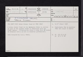 Snodgrass Holms, NS24SE 9, Ordnance Survey index card, page number 1, Recto