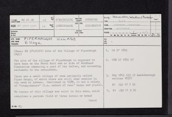 Piperhaugh Village, NS24SE 12, Ordnance Survey index card, page number 1, Recto