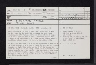 Montfode Castle, NS24SW 1, Ordnance Survey index card, page number 1, Recto