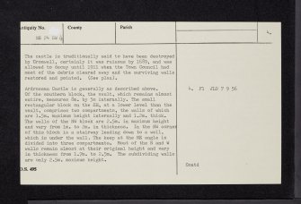 Ardrossan Castle, NS24SW 4, Ordnance Survey index card, page number 4, Verso