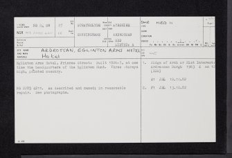 Ardrossan, Princes Street, Eglinton Arms Hotel, NS24SW 27, Ordnance Survey index card, page number 1, Recto