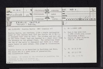 Fairlie Castle, NS25SW 1, Ordnance Survey index card, page number 1, Recto