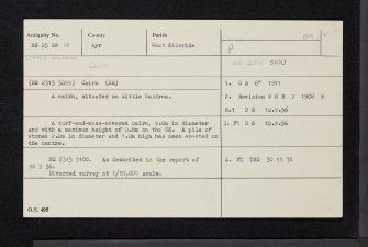 Little Caldron, NS25SW 12, Ordnance Survey index card, Recto