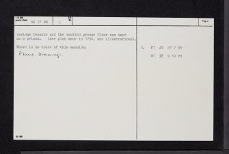 Greenock, Mansion House, NS27NE 2, Ordnance Survey index card, page number 2, Verso