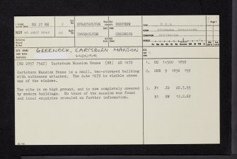 Greenock, Cartsburn House, NS27NE 3, Ordnance Survey index card, page number 1, Recto