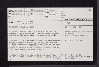 Alum Dam, Overton, NS27SE 4, Ordnance Survey index card, page number 1, Recto