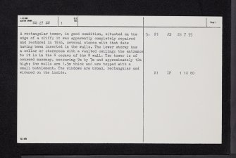 Ardgowan Castle, NS27SW 1, Ordnance Survey index card, page number 2, Verso
