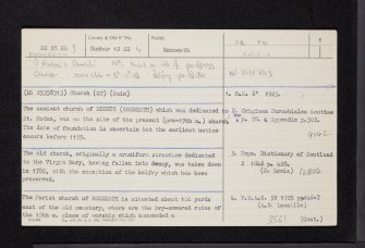 Rosneath, St. Modan's Parish Church, NS28SE 3, Ordnance Survey index card, page number 1, Recto