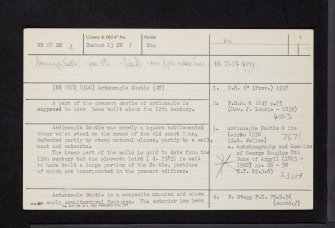 Ardencaple Castle, NS28SE 4, Ordnance Survey index card, page number 1, Recto