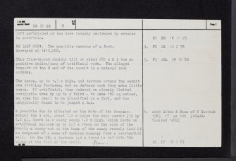 Mote Of The Doonans, NS30SE 8, Ordnance Survey index card, page number 2, Verso