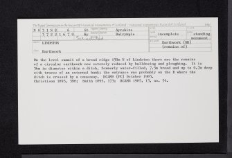 Lindston, NS31NE 6, Ordnance Survey index card, Recto