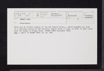Fergus Loch, NS31NE 8, Ordnance Survey index card, Recto