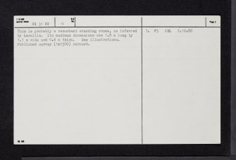 Wallace's Stone, NS31NW 16, Ordnance Survey index card, page number 2, Verso