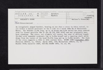 Wallace's Stone, NS31NW 16, Ordnance Survey index card, Recto