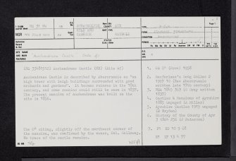 Auchendrane, NS31NW 18, Ordnance Survey index card, page number 1, Recto