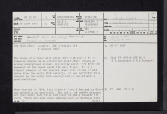 Monkton, Whiteside, Dovecot, NS32NE 3, Ordnance Survey index card, page number 1, Recto