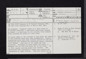 Kingcase, St Ninian's Hospital, NS32SW 2, Ordnance Survey index card, page number 1, Recto