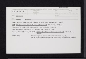 Kingcase, St Ninian's Hospital, NS32SW 2, Ordnance Survey index card, Recto