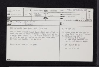 Ayr, Sea Port, NS32SW 29, Ordnance Survey index card, page number 1, Recto