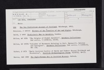 Law Hill, Symington, NS33SE 8, Ordnance Survey index card, page number 1, Recto