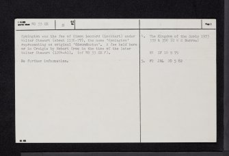 Law Hill, Symington, NS33SE 8, Ordnance Survey index card, page number 2, Verso