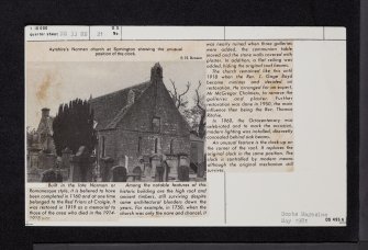 Symington, Main Street, Symington Parish Church, NS33SE 21, Ordnance Survey index card, Recto