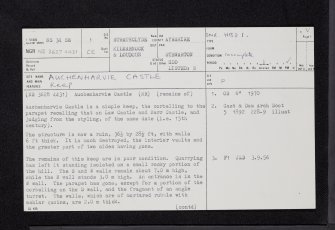 Auchenharvie Castle, NS34SE 1, Ordnance Survey index card, page number 1, Recto