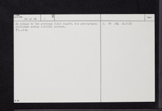 Auchenharvie Castle, NS34SE 1, Ordnance Survey index card, page number 2, Verso
