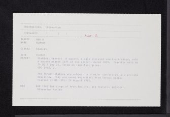Kennox Stables, NS34SE 30, Ordnance Survey index card, Recto
