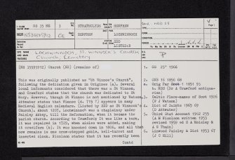 Lochwinnoch, St Winnock's Church, NS35NE 3, Ordnance Survey index card, page number 1, Recto