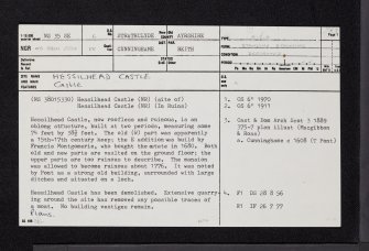 Hessilhead Castle, NS35SE 6, Ordnance Survey index card, page number 1, Recto