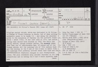 Kilallan, St Fillan's Church And Churchyard, NS36NE 5, Ordnance Survey index card, page number 1, Recto