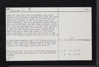 Kilallan, St Fillan's Church And Churchyard, NS36NE 5, Ordnance Survey index card, page number 2, Verso