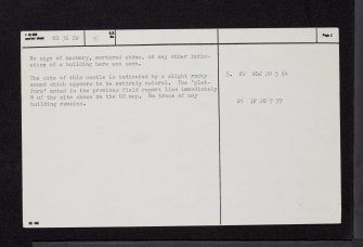 Cloak Castle, NS36SW 5, Ordnance Survey index card, page number 2, Verso