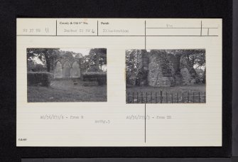 Cardross, Old Parish Church, NS37NE 11, Ordnance Survey index card, Recto