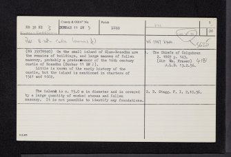 Loch Lomond, Elan-Rossdhu, NS38NE 3, Ordnance Survey index card, page number 1, Recto