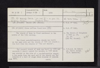 Luss, St Kessog's Church And Churchyard, NS39SE 1, Ordnance Survey index card, page number 1, Recto