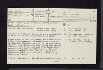 Dalmellington, Pickan's Dyke, NS40NE 2, Ordnance Survey index card, page number 1, Recto