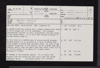 Keirs Castle, NS40NW 1, Ordnance Survey index card, page number 1, Recto