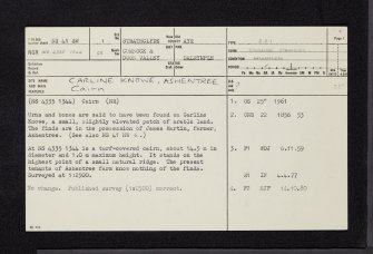Carline Knowe, Ashentree, NS41SW 1, Ordnance Survey index card, page number 1, Recto