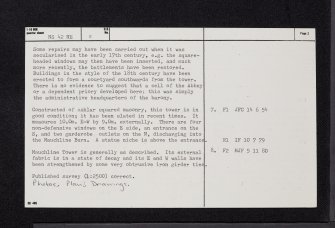 Mauchline, Castle Street, Mauchline Castle, NS42NE 2, Ordnance Survey index card, page number 2, Verso