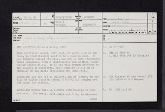 Tarbolton Motte, NS42NW 3, Ordnance Survey index card, page number 1, Recto