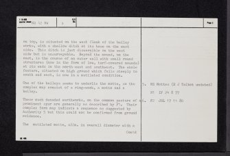 Tarbolton Motte, NS42NW 3, Ordnance Survey index card, page number 2, Verso
