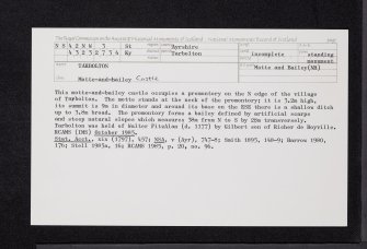Tarbolton Motte, NS42NW 3, Ordnance Survey index card, Recto