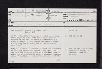 Coilsfield Mains, King Coil's Grave, NS42NW 11, Ordnance Survey index card, page number 1, Recto