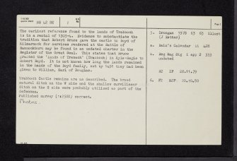 Trabboch Castle, NS42SE 1, Ordnance Survey index card, page number 2, Verso