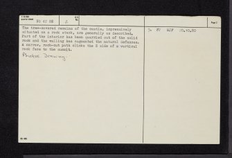 Auchinleck Castle, NS42SE 2, Ordnance Survey index card, page number 2, Verso