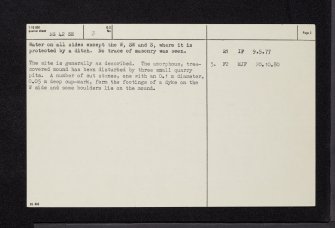 Ochiltree Castle, NS42SE 3, Ordnance Survey index card, page number 2, Verso