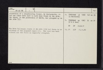 Ochiltree, Mote, NS42SE 4, Ordnance Survey index card, page number 2, Verso